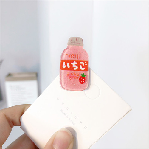Ins Cute Girl Heart Milk Tea Beverage Bottle Hairpin Student Sweet Bangs Juice Hairpin Baby Cartoon Hair Accessories