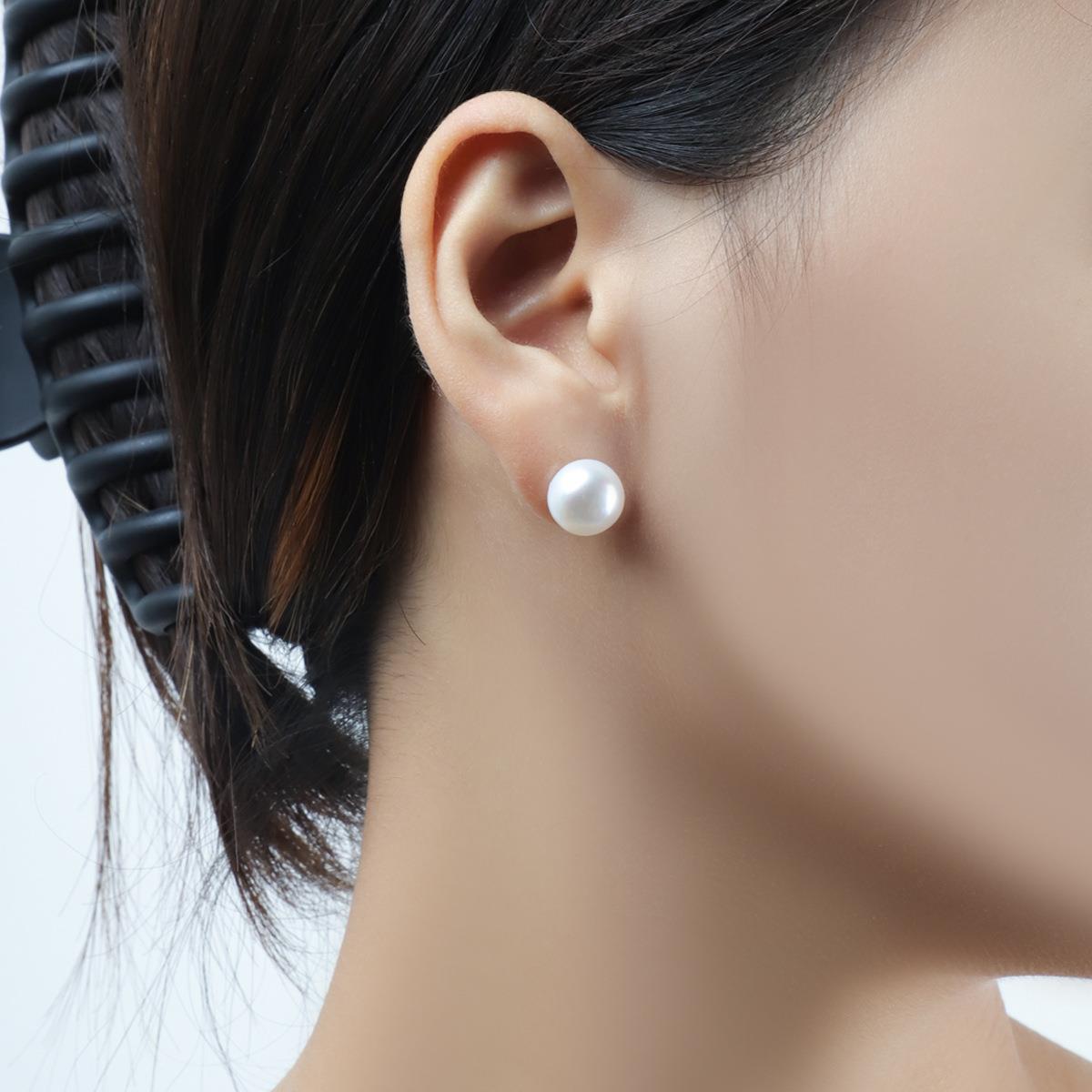 S925 silver needle sterling silver natural freshwater pearl stud earrings bread beads anti-allergy ear piercing light luxury simple earrings