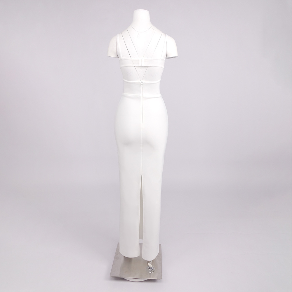 Women's Clothing Black Knitted Bandage Dress For Women Cross Strap Slim Fit Suitable For Commute Dates And Banquets_ecoleips.com