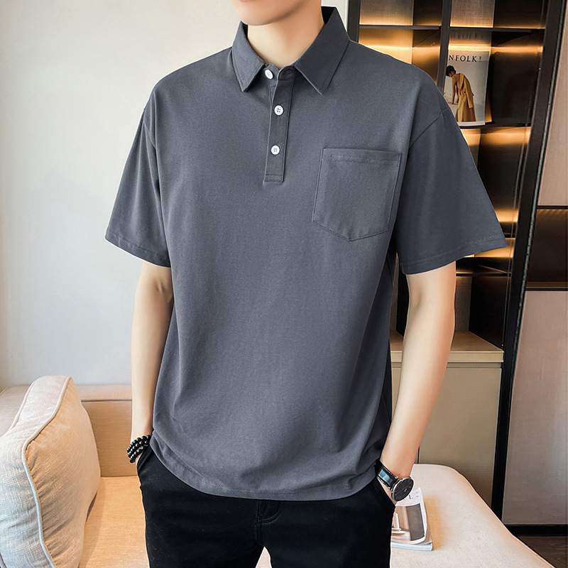 2022新款男式短袖polo衫夏季休閑短袖t恤男舒適透氣翻領上衣 男裝