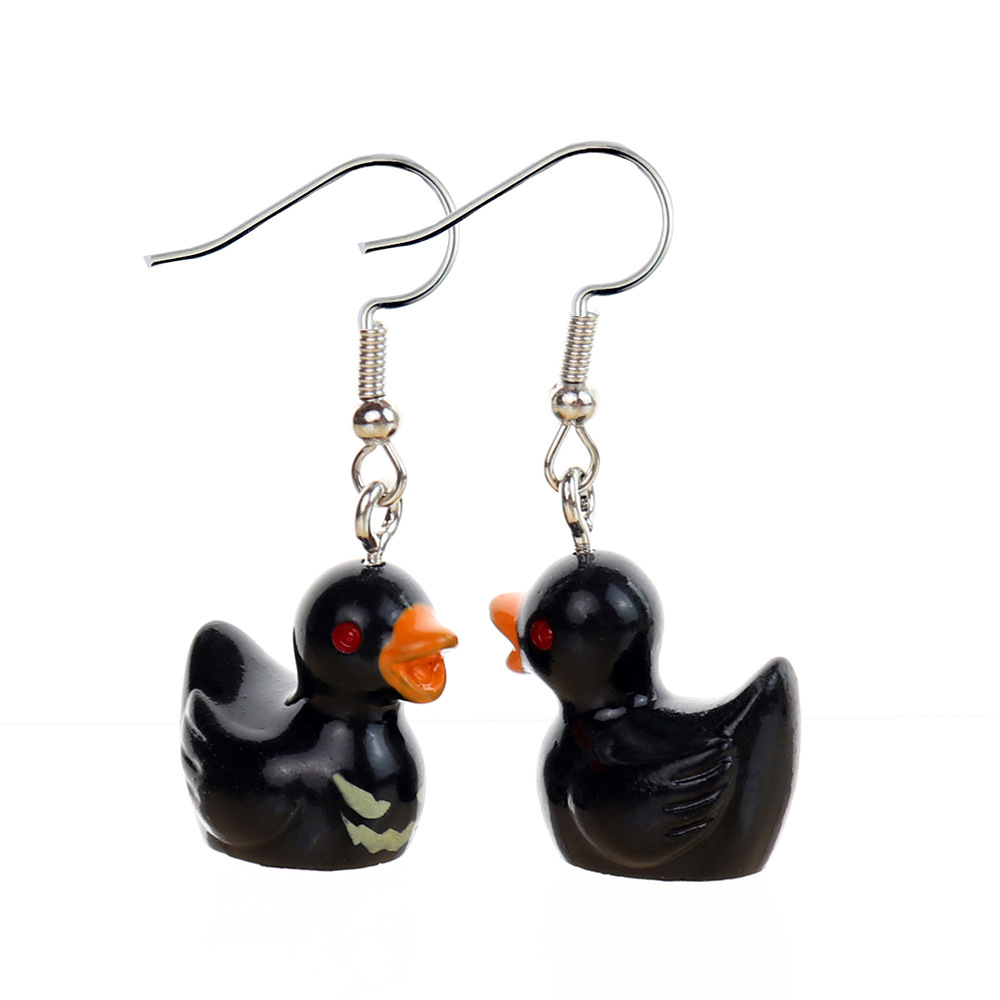 12g Weight Iron Ear Needle Material Drop Earrings, Earrings, Ear hook Classification 1 Pair Quantity Daily, Street Occasion Resin Material Halloween Festival Cartoon, Duck Pattern All Seasons Season Women's Gender Cute Style 1 Pair Cute Cartoon Duck Resin Women's Drop Earrings Earrings Ear Hook 8