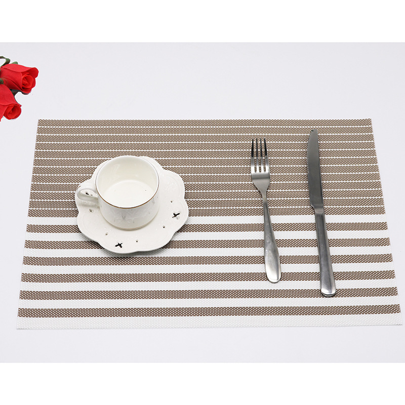 Teslin blanco rayado PVC mantel al por mayor diseño de restaurante europeo occidental mantel placa estera de aislamiento antideslizante