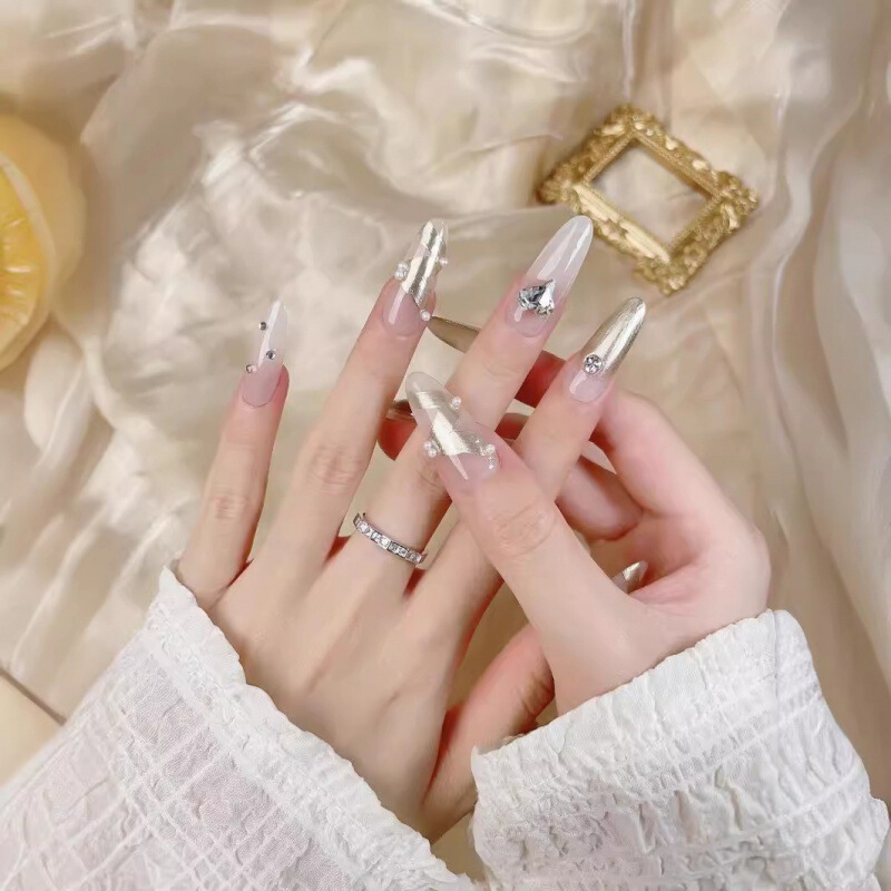 Hand-worn Nail Patches, Nail Patches, Sunglasses, Pink Silver, Super Flash Diamonds, Whitening Xiaohongshu Popular Phototherapy, Removable