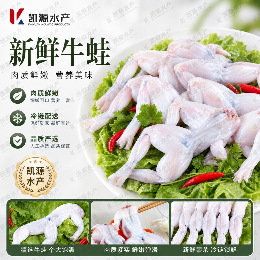 牛蛙鲜活冷冻新鲜特大牛蛙田鸡串去皮青蛙肉商用批发烧烤食材餐饮