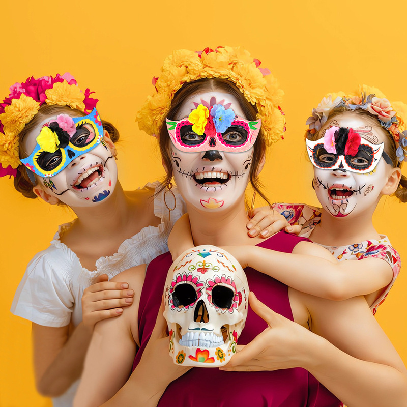 Mexican Day of the Dead Decorative Glasses Masquerade Carnival Party Costume Flower Skull Mask Eyeglass Frames Mexican Day of the Dead Decorative Glasses Masquerade Carnival Party Costume Flower Skull Mask Eyeglass Frames