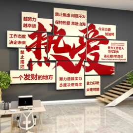 公司文化墙面画企业办公室氛围布置装饰进门形象励志标语团队会议