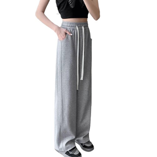 American Wide-Leg Cargo Pants for Boys and Girls, Summer Thin Version, Personality Leisure Drawstring Sports Casual Walking Pants for Boys and Girls