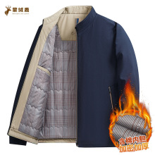 冬季新款棉衣男休闲百搭轻薄棉服外套桑蚕丝立领冬装夹克爸爸棉袄