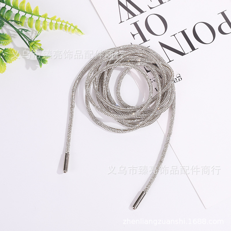 亚马逊彩色钻鞋带圆形满钻玻璃钻鞋带球鞋子DIY闪亮带钻镶钻鞋带