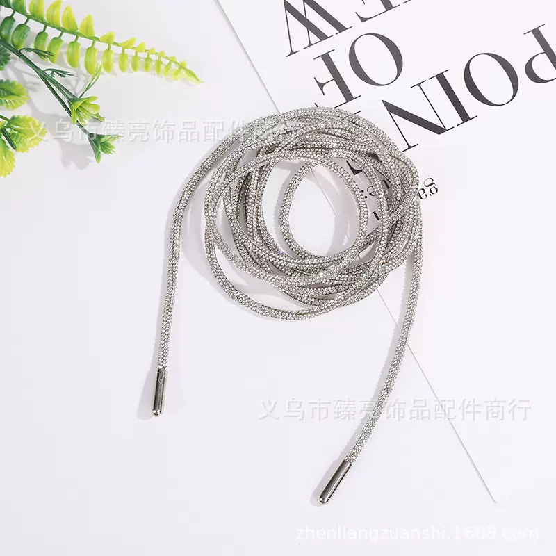 亚马逊彩色钻鞋带圆形满钻玻璃钻鞋带球鞋子DIY闪亮带钻镶钻鞋带