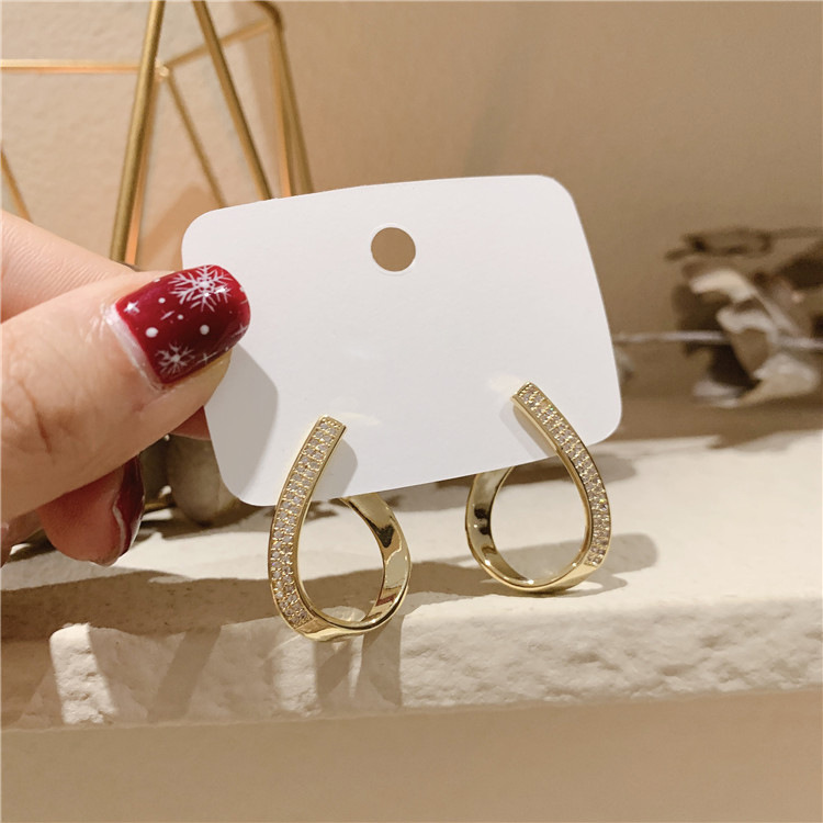 Diamond Design Simple Style Style Hollow Water Drops Full Diamond Cross Earrings Wholesale Nihaojewelry