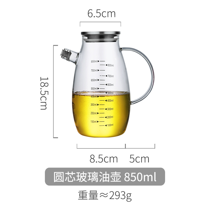 Fabricante al por mayor de recipientes de vidrio para aceite con escala, botella de aceite a prueba de fugas, recipiente para condimentos, salsa de soja, vinagre, recipiente para aceite, suministros de cocina para el hogar
