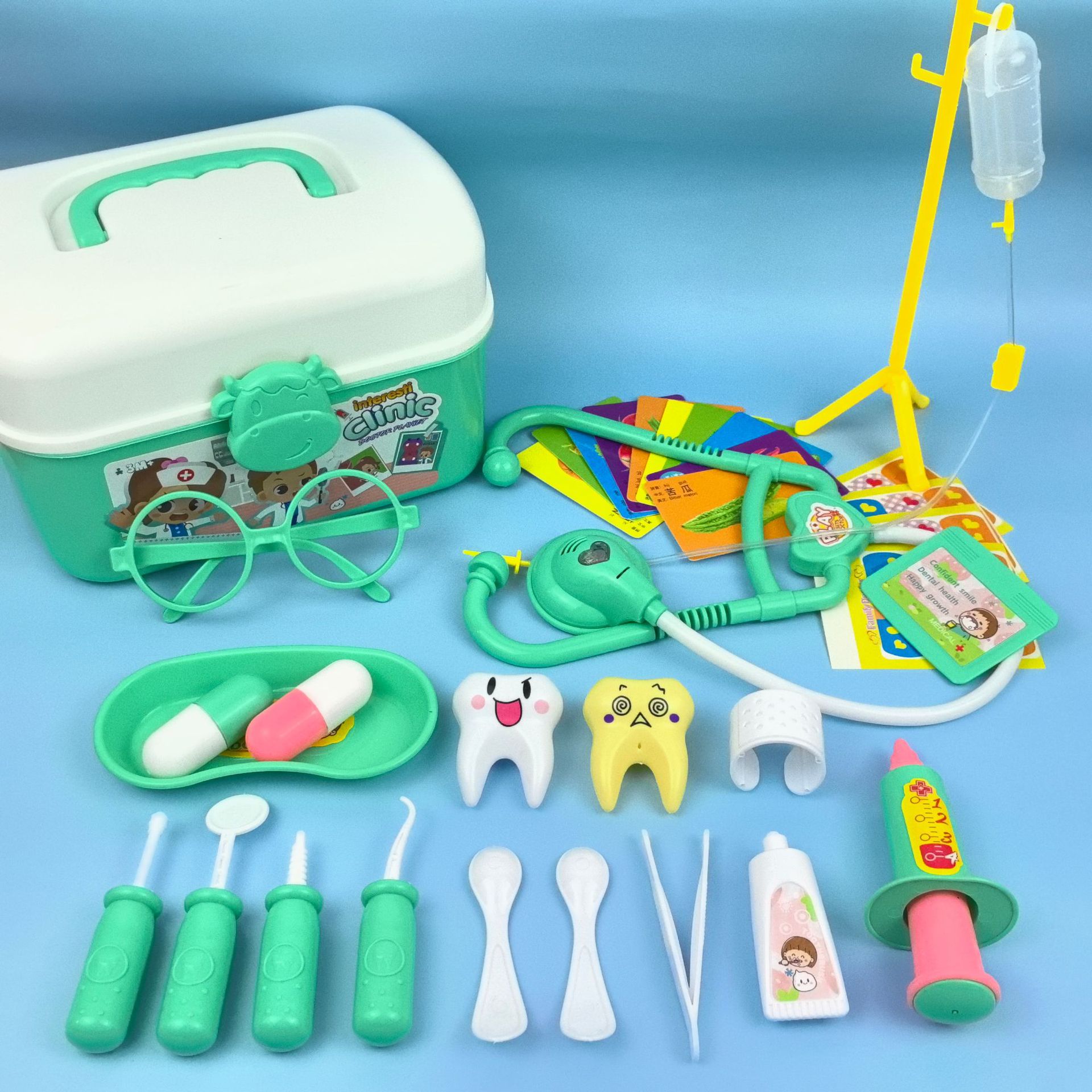 Fabricante directo para niños en casa médico juego de juguetes para niños y niñas simulación de juguetes de inyección estetoscopio caja médica
