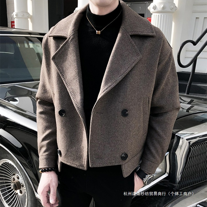 Demi-season short woolen coat, trend trench coat, jacket, Korean style, oversize, increased thickness