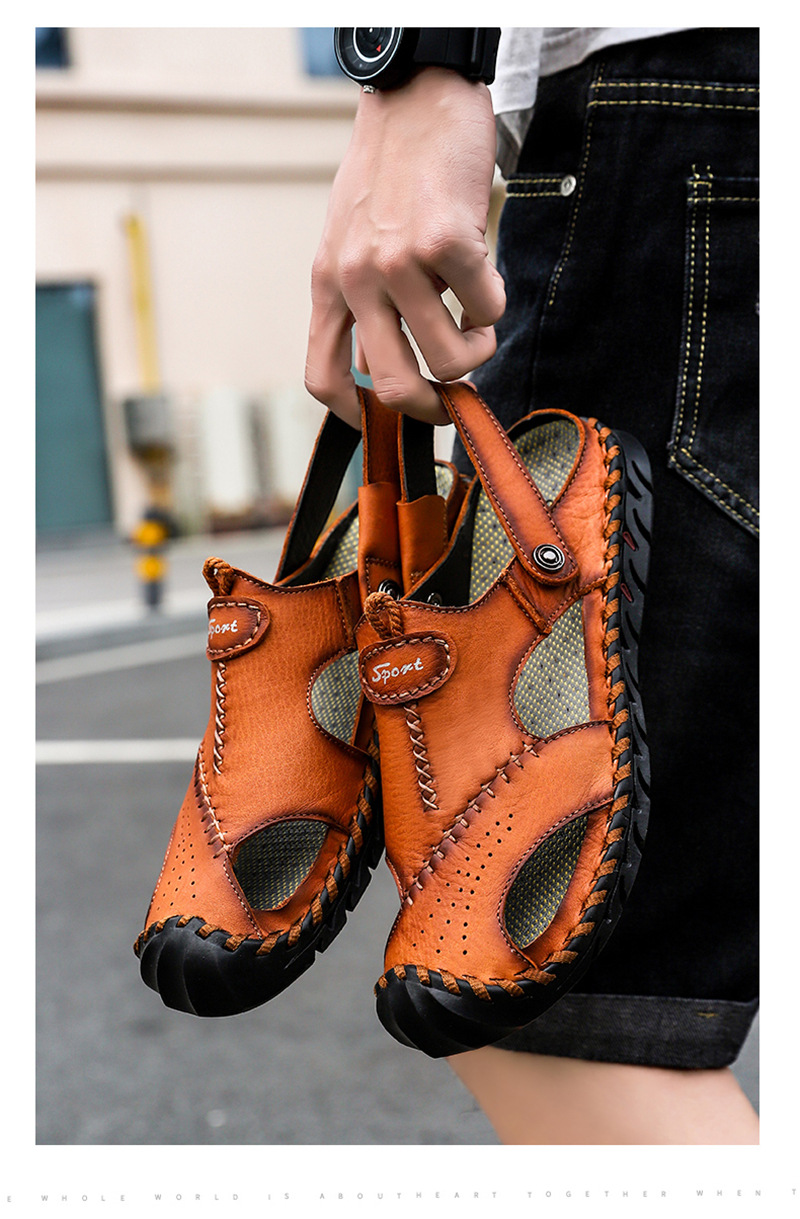 男士皮凉鞋新款