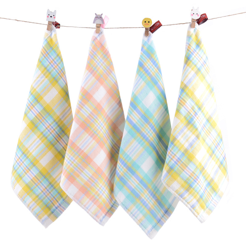 Japanese-Style Striped Double-Sided Cotton Kindergarten Small Square Towel Soft Absorbent Mouth Wipe Saliva Towel Handkerchief