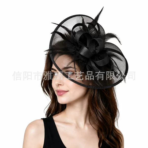 Temu Amazon Bestseller Tea Party Banquet Vintage Feather Mesh Headpiece Kentucky Derby Horse Racing Festival Hair Accessory