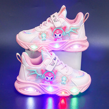 批发带灯女童鞋子2025秋季新款加绒保暖儿童运动鞋公主宝宝跑步鞋