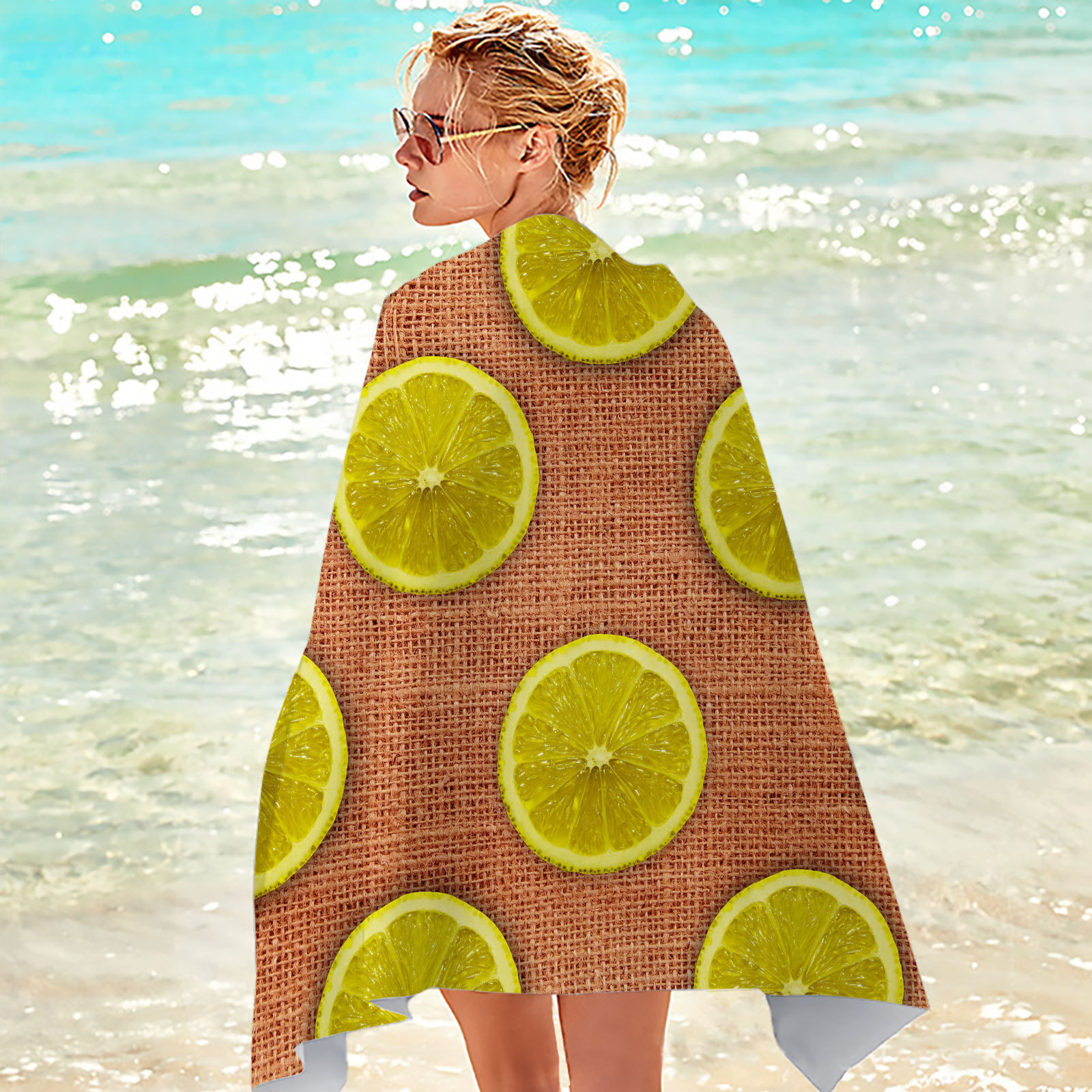 Serviette de plage citron impression numérique 3d microfibre_voghion.com