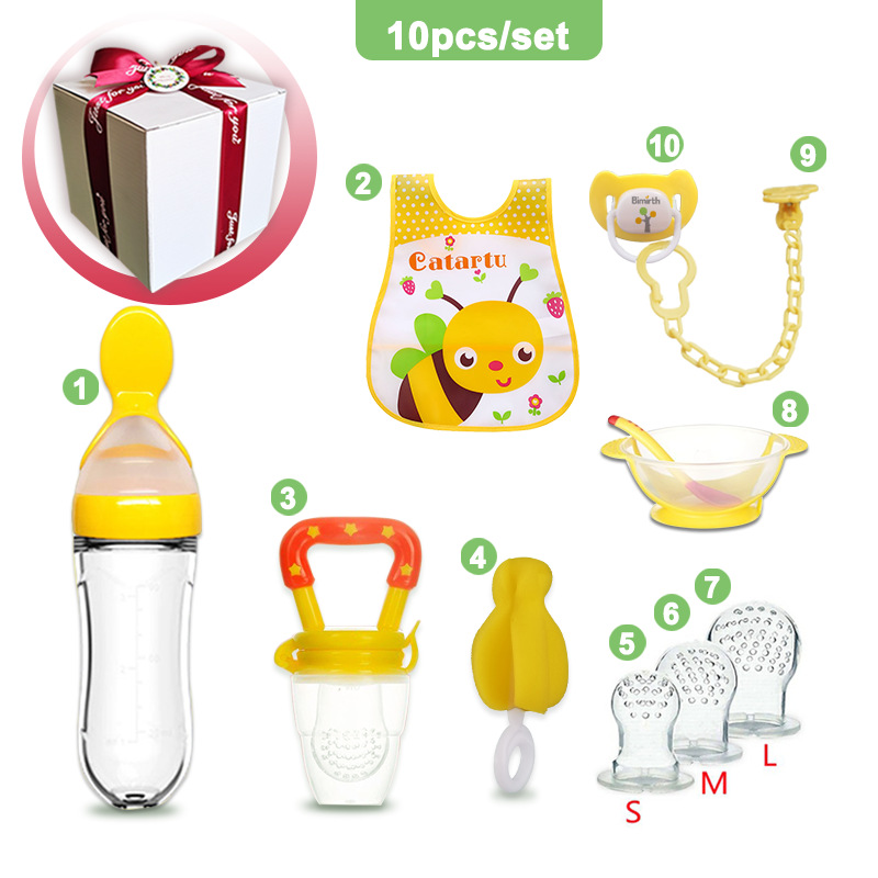 Baby Rice Cereal Spoon Fruit and Vegetable Gift Pack Baby Feeding Set 10-Piece Gift Set Newborn Feeding Gift Gift Box