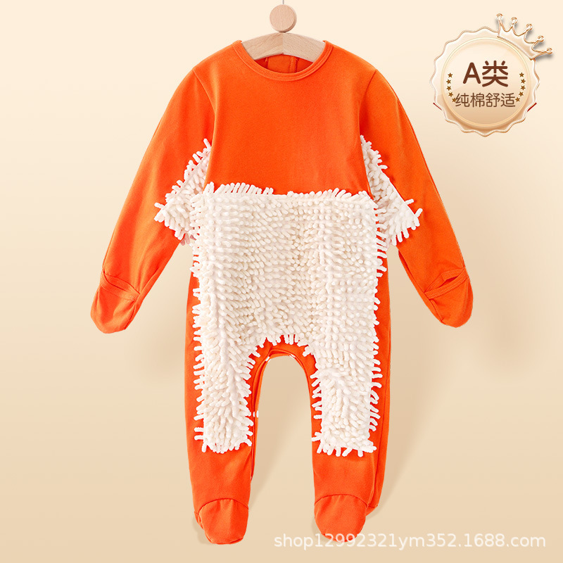 Spring and Autumn Baby jumpsuit Baby Mop Man Climbing Suit Baby Mop Climbing Suit Clean Floor Dirty-proof jumpsuit