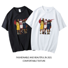 科比短袖男女詹姆斯t恤纯棉打底衫三巨头篮球星合照背影运动上衣