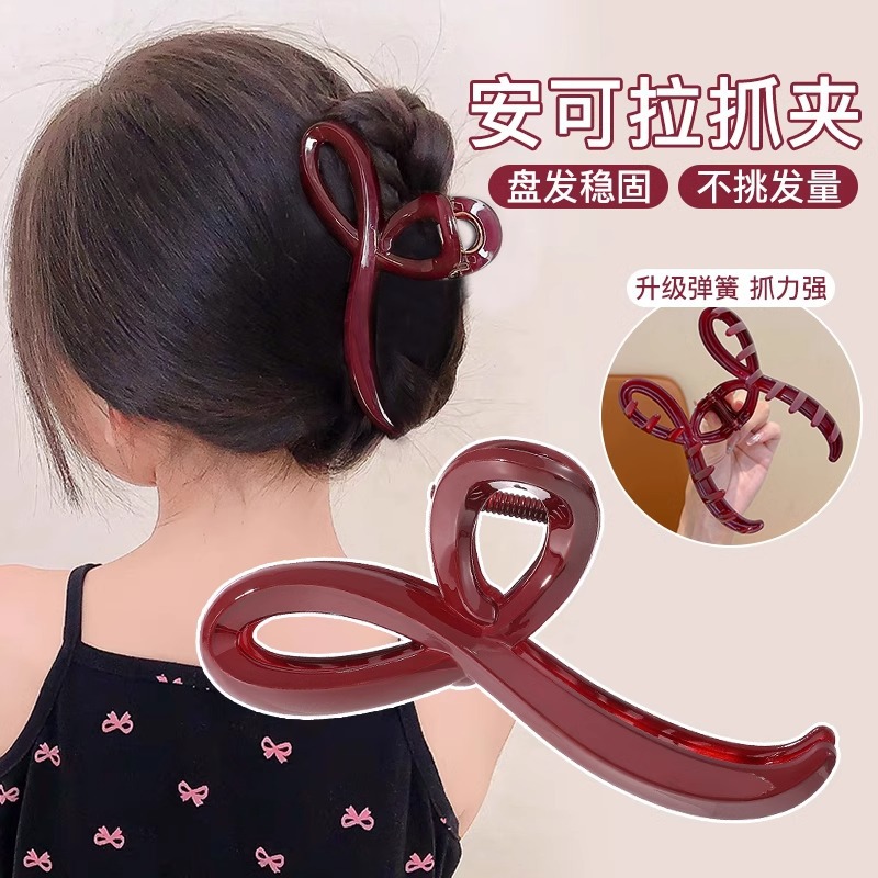 Niños de alto nivel Anka clip de arco rojo 2024 nuevo clip de cabello de tiburón de la cabeza de la niña