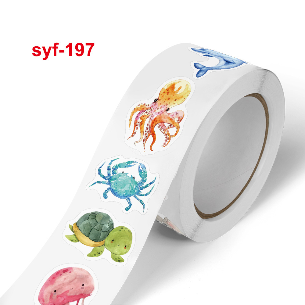 500개 | 롤, 2.5CM 외계 바다 동물 스티커 장  선물 상자 자체 접착 스티커 라벨