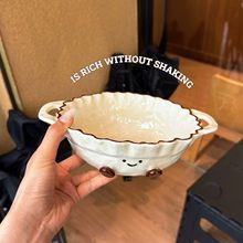 高颜值双耳可爱脚丫饭碗面碗酸奶碗沙拉水果碗可可豆餐具陶瓷碗