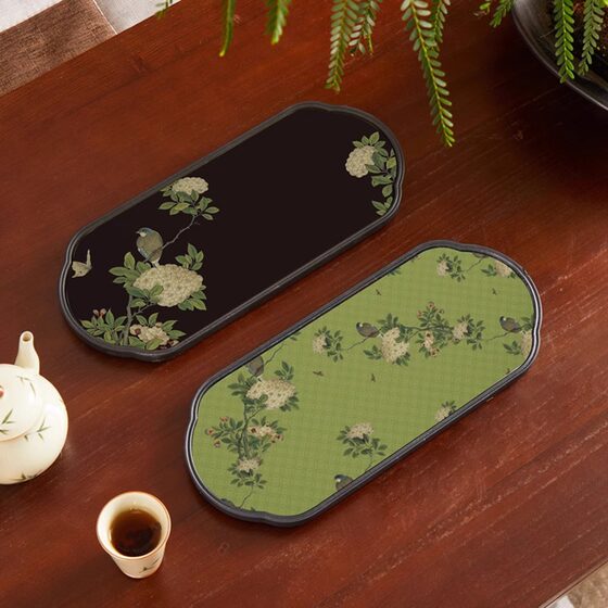 New Chinese Absorbent Tea Tray Guofeng Tea Tray Tea Room Tea Set One Person Small Tea Table Dry Soaking Table Tea Sea Drying Tea Cup
