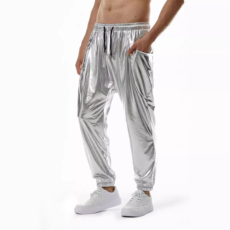 New cross-border spring and summer European size Amazon jogging pants elastic pants men's casual pants dance stage pants