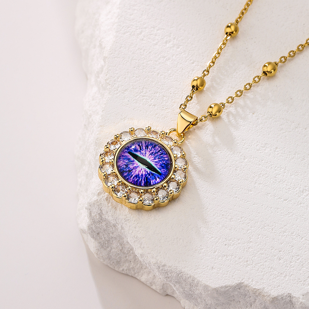 Fashion Eye Copper Inlay Zircon Pendant Necklace 1 Piece