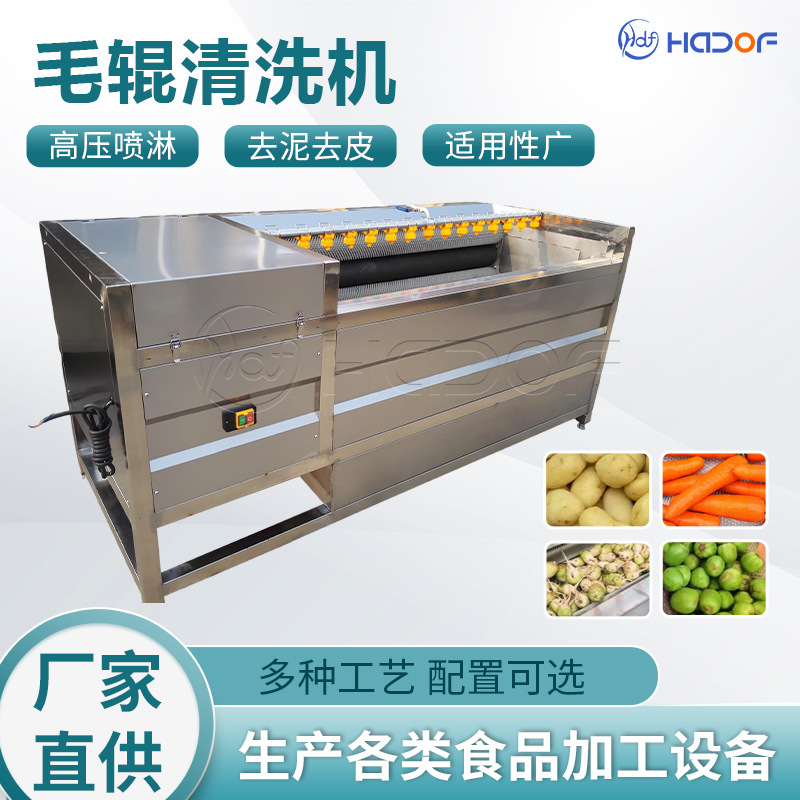 Máquina de limpieza de cepillo de frutas y verduras, raíz de loto, etc. equipos de limpieza de rodillos de pelo de rizoma fabricantes de suministro directo de vegetales para lavar lodo para eliminar arena