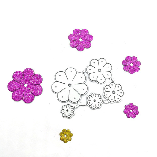 Scrapbooking DIY cutting dies, carbon steel, floral die set template with five flower centers and petals