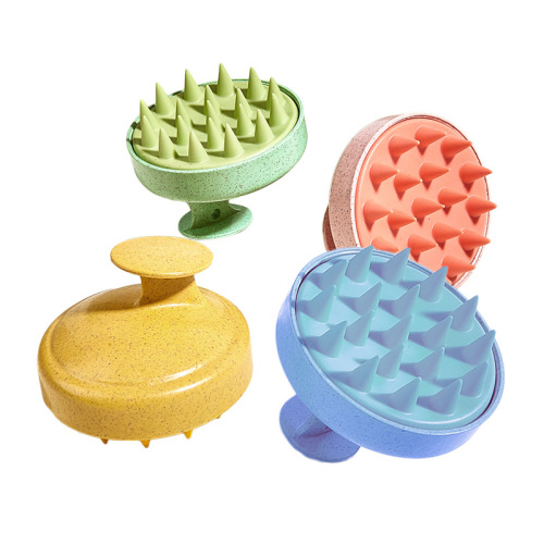 Hair salon bath massage shampoo brush adult household shampoo comb massage cleaning silicone wheat straw shampoo brush