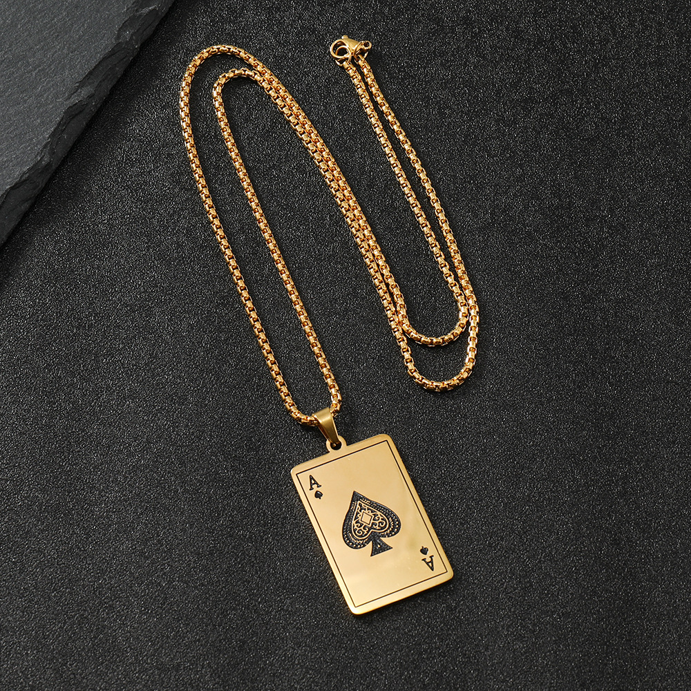 Spade A Playing Card Necklace Stainless Steel Personalized Gift_voghion.com