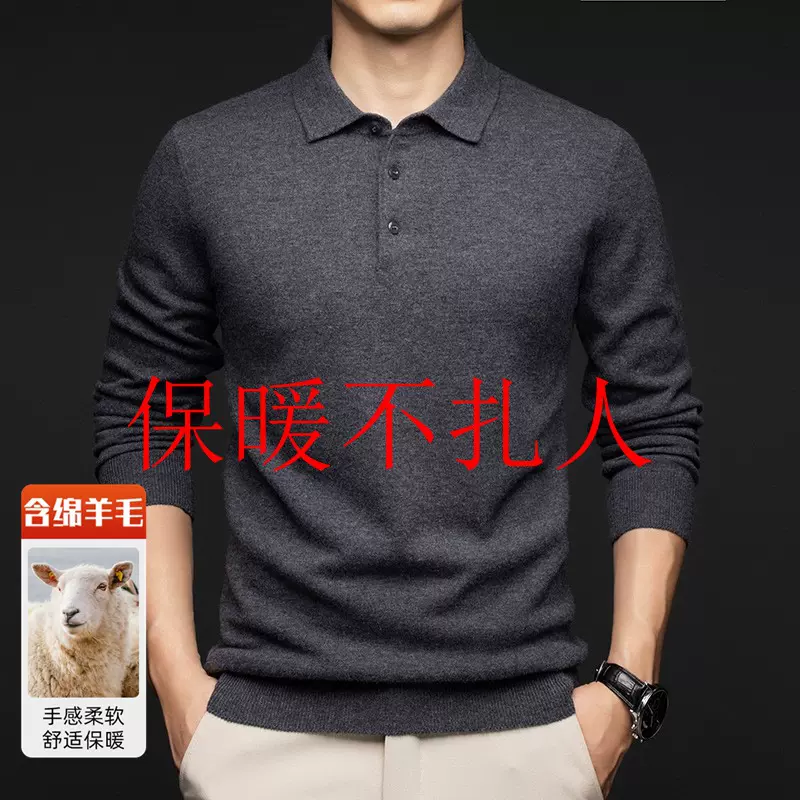 2025秋冬不扎人羊毛衫长袖翻领保暖蓄热宽松薄款打底男士毛衣批发