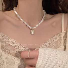 巴洛克珍珠项链女轻奢小众气质名媛猫眼石锁骨链高级设计感颈链