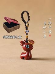 朱砂の鹿のキーホルダー、車の飾り、かわいい男女カップルのキーチェーン、ペンダント