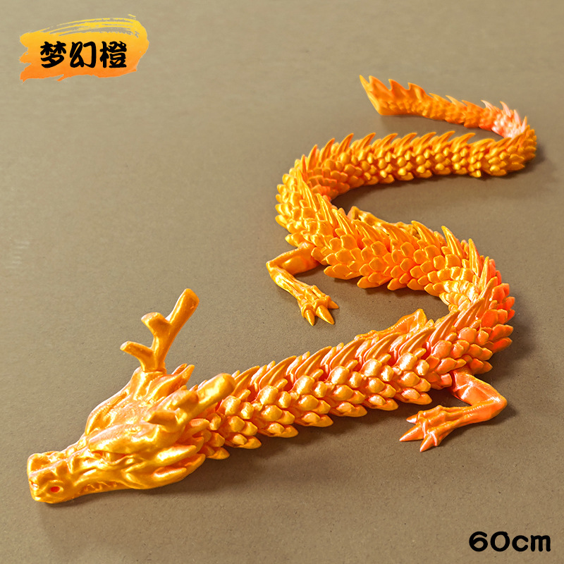 Adorno de Dragón Chino en Impresión 3D de PLA Articulado para Decoración y Regalo