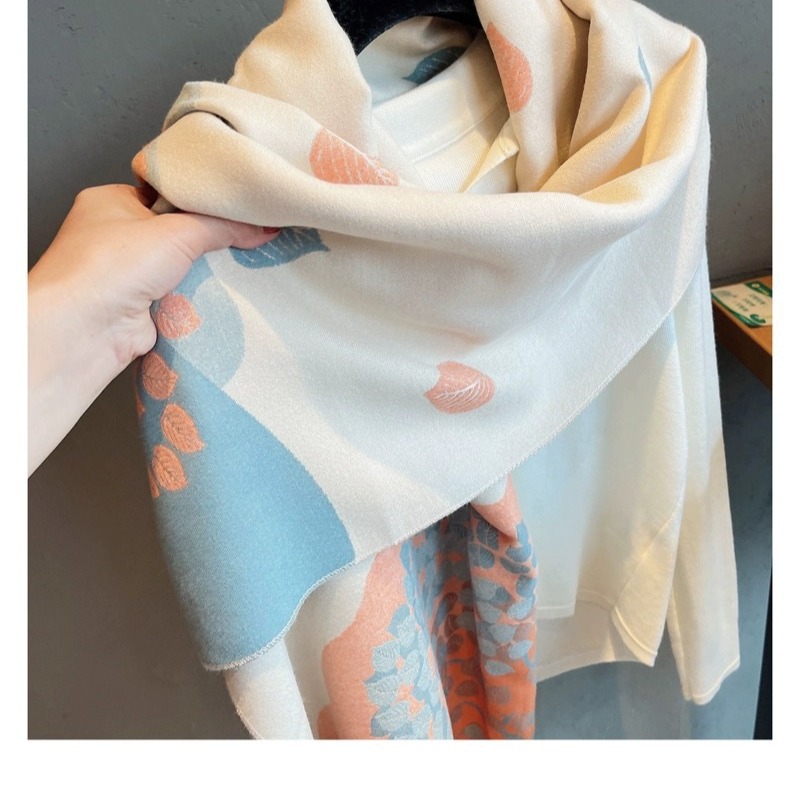 Écharpe et châle épais en cachemire double face pour femme, couleur jacquard avancée, pour l'automne et l'hiver, à double usage_voghion.com