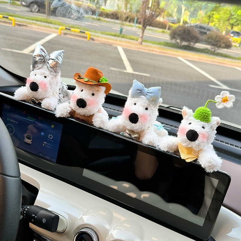 Decoración de coche West Highland Pantalla de control central de coche Muñeca de fiesta Decoración de pantalla Accesorios de coche Muñeca linda