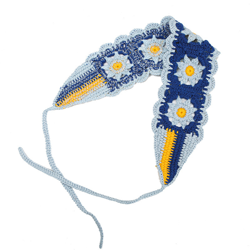 Francia cereza toallas triangulares mujeres primavera y otoño viajes padres-hijos gancho de punto flores hueco pañuelo de arte correa de pelo gorro