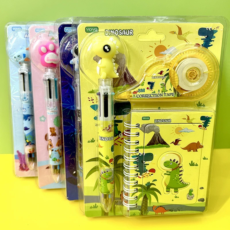 Школьный учебный канцелярский костюм мультфильм 6-цветная шариковая ручка Корректирующая лента школьные принадлежности подарок студенческий приз подарок