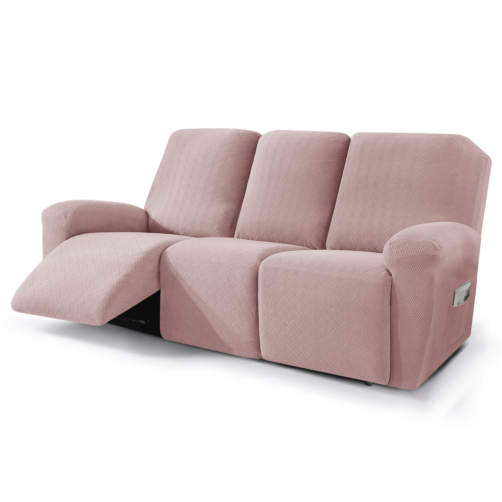 Nueva cubierta de sillón reclinable Jacquard diamante cubierta de sillón reclinable elástica cubierta de sofá de cuatro estaciones con bolsillo cubierta de sillón de masaje de color sólido