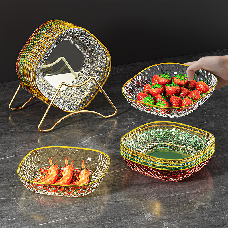 Light luxury bone dish household transparent fruit plate high-end dining table bone dish food grade snack dish candy nut dish