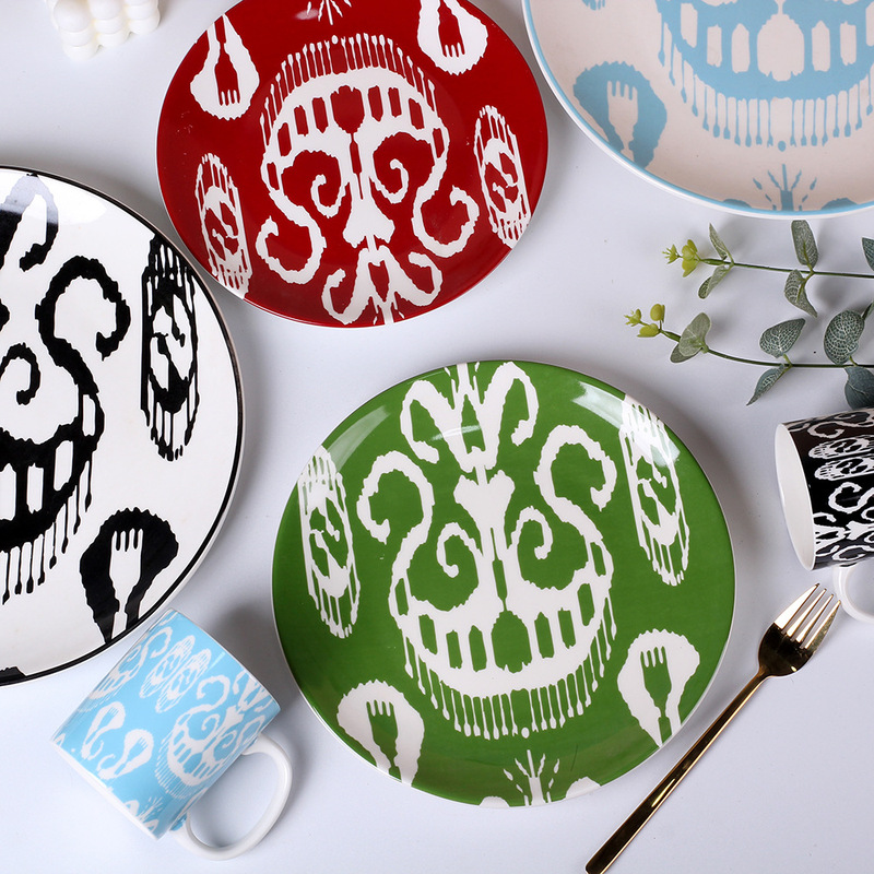 Xinjiang-Style Ethnic Drais Hanging Plate for Serving Rice, Large Restaurant Ceramic Art Modern Tableware Hanging Plate