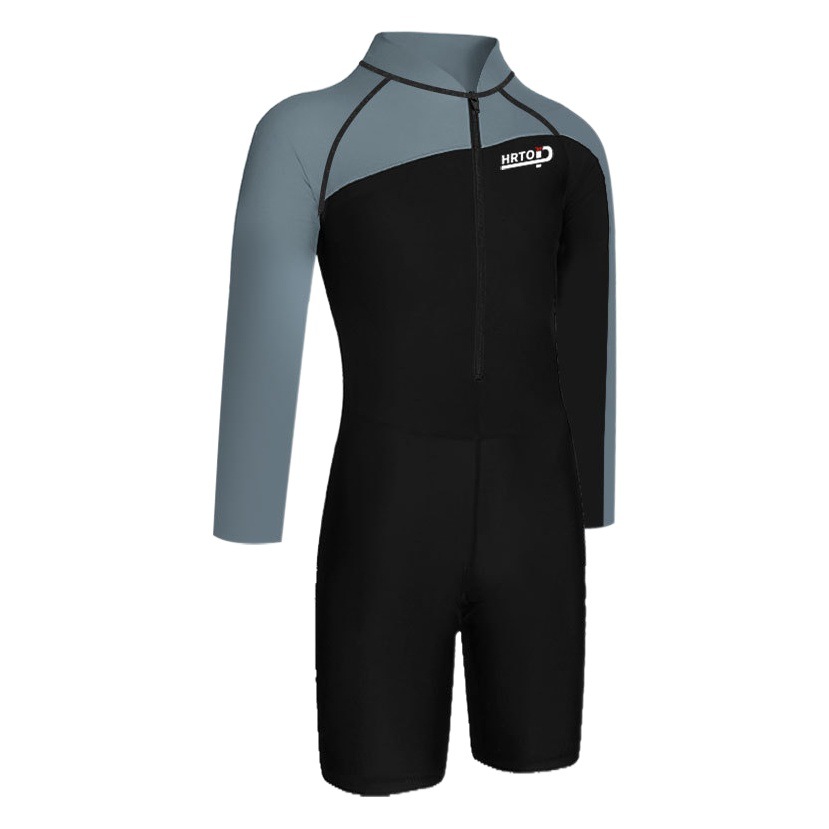HURUN One-piece Swimsuit Men's Long-sleeved Large Size Swimsuit Quick-drying Jellyfish Suit for Teenagers Snorkeling Surfing Suit