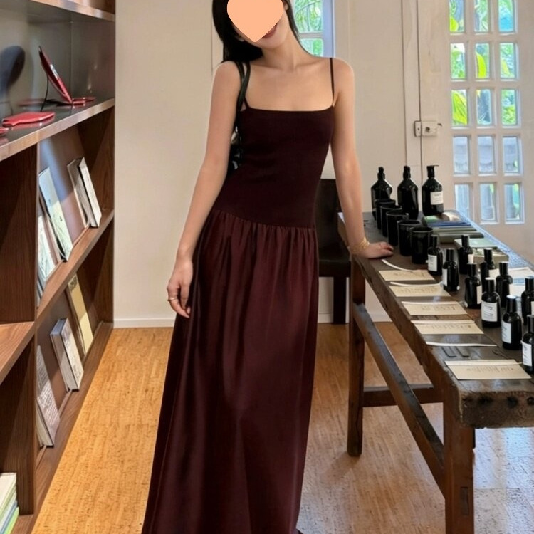French-Style Strapless Dress with Intricate Patchwork and Knit Details, Ultra-Long Dress for Tall Women, Elegant and Classy Outfit