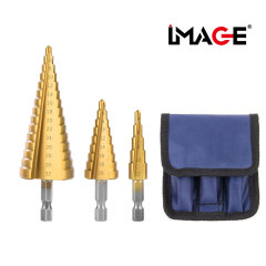 3PC Metric Cloth Bag Hexagonal Shank Step Drill Metal Fixed Point Drill Set Step Drilling Pagoda Drill